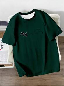 Manfinity Homme Duck Pattern Print Design On Abdominal Muscles, Men's Fashionable Summer Casual Sportswear, Men's Top - Dark Green - View 1