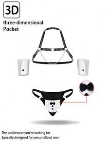 Men's Sexy Party Costume, Intimate Apparel For Couples - Black and White - View 1