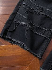 StoneGrade Quần Jeans Nam Ống Thẳng Có Viền Xù Quần Jeans Rộng Trơn Dài Rộng Thùng thình Màu Đen Trơn Quần Cargo Đã Giặt, Dành Cho Chồng, Quà Tặng Bạn Trai Đi Chơi Đi Làm Đi Làm Đường Phố, Grunge - màu đen - Xem 6