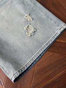 StoneGrade Men's Faded Light Blue Washed Loose Fit Vintage Casual Denim Shorts Jorts Going Out Hang Out Commute College Street - Light Wash - View 6