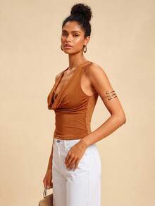 Travachic Áo tank top nữ màu trơn, cổ nhún xếp ly, thời trang, đa năng, thích hợp cho kỳ nghỉ hè, nghỉ xuân, tiệc tùng, đi biển, mùa xuân, ngày Valentine, quà Valentine cho nữ, trang phục lễ hội, thanh lịch, lễ hội, từ xuân sang hè, tiệc tùng, trang phục lễ hội, phong cách boho Mexico cho nữ. - màu nâu - Xem 7
