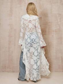 Glamine Áo khoác dài nhẹ, xếp ly, kiểu dáng lãng mạn cho kỳ nghỉ, áo khoác ngoài nữ phong cách phương Tây, áo khoác ngoài nữ mùa thu/đông, áo khoác Giáng sinh, áo khoác mùa đông nữ, đồ đi biển nữ, áo khoác mỏng thanh lịch nữ, áo kiểu vạt trước ngắn vạt sau, áo kimono boho, áo kiểu bất đối xứng, áo khoác ren, áo kimono ren, áo kiểu boho trắng, áo kiểu phương Tây. - trắng - Xem 4