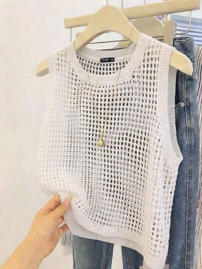 Nubod Áo tank top dệt kim cổ tròn, kiểu dáng tối giản, đa năng, thời trang dành cho nữ cỡ lớn năm 2026, thích hợp mặc hàng ngày.
