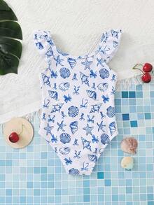 Emery Rose Kids Emery Rose Kids 少女樱桃印花连体泳衣 - 藍色 - 查看 7