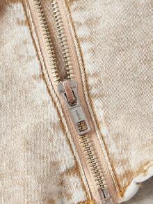 SHEIN MOD Zip Back Tube Denim Summer Corset Top - Khaki - View 3