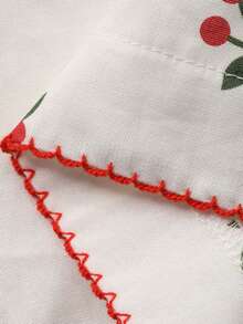 DAZY 少女樱桃印花立领插肩袖上衣和裤子睡衣套装 - 白色 - 查看 7