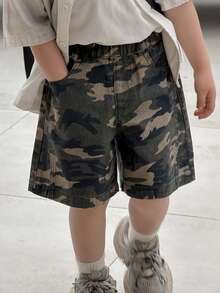 DAZY Toddler Boys' Washed Camouflage Print Denim Shorts - Army Green - View 1