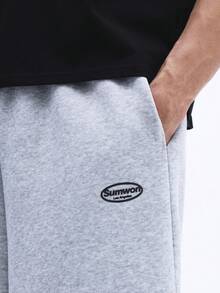 SUMWON Men Heathered Sweatshorts With Logo Branding Casual Loose Fit Summer Basketball Comfort Drawstring - Grey - View 6