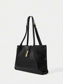 SHECARRY Women's Black Tote Bag, Large Capacity Shoulder Bag - Black - View 3