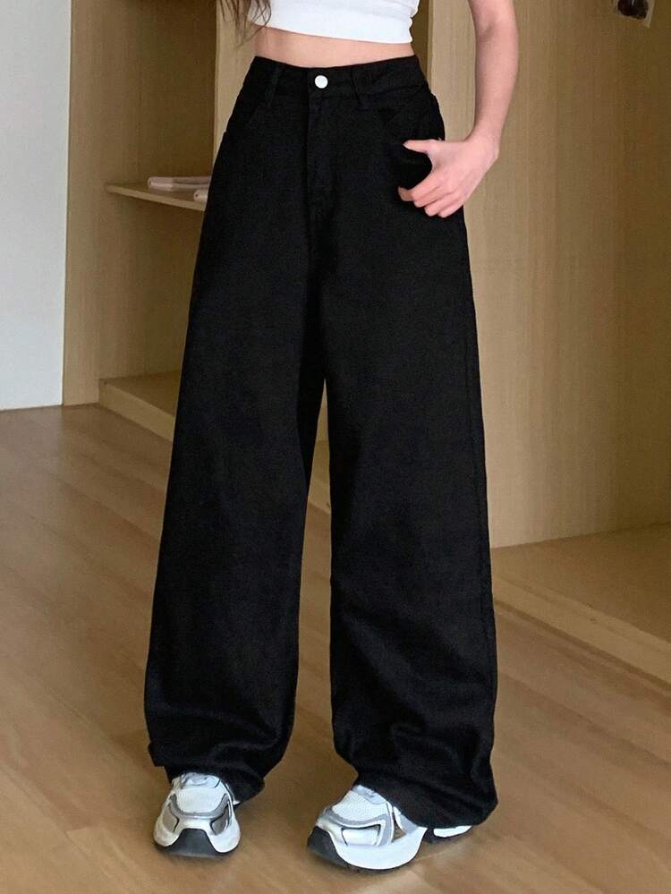 Women's Casual Korean Style Washed Loose Versatile Jeans