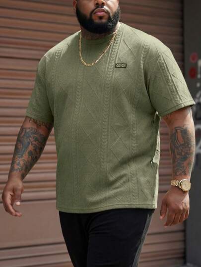 ResortEase 大码男士纯色圆领短袖休闲 T 恤