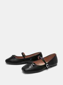 Bholvia Women's Fashion Square Toe Slip-On Black Bow Tie Shoes, Elegant Office Versatile Flats, Outdoor High-End Casual Mary Jane Shoes For Spring/Summer, Suitable For Dresses, Dates, Parties, Banquets Spring Shoes Summer Shoes - Black - View 8