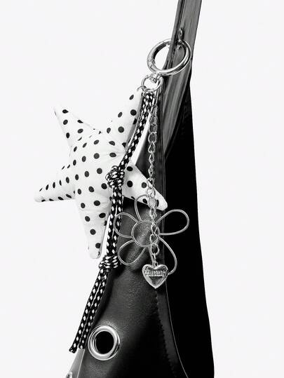Viva Strut 1件 时尚个性复古街头黑白波点五角星编织绳花心形五金装饰包吊坠