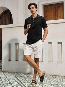 Mercer Haus 男士时尚简约短袖 Polo 衫，适合夏季、高尔夫运动，也适合在夏威夷等热带地区度过夏季假期。 - 黑色 - 查看 7