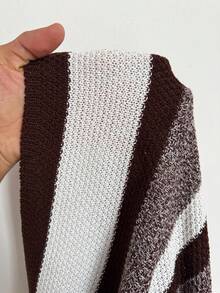 Maweii Bộ đồ nữ cỡ lớn: Áo croptop không tay cổ yếm hở lưng buộc dây phối màu tương phản kẻ sọc và chân váy dài ôm sát eo chun, thích hợp mặc hàng ngày, đi biển. - Nhiều màu - Xem 8