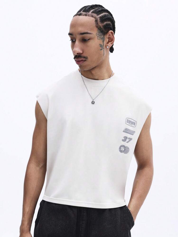 Cropped Box Fit Printed Tank Top