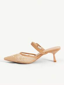 CUCCOO CHICEST 女士优雅花卉时尚尖头细高跟鞋 - 黃色 - 查看 5