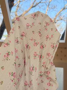CottageSlumber Romantic Floral V-Neck Lace Trim Bow Decor Short Sleeve Pajama Set - Apricot - View 5