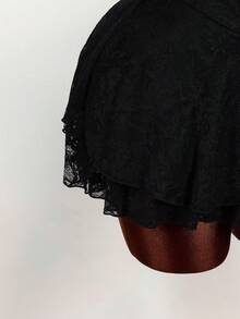 Amplova Đầm mini ôm sát cơ thể kiểu vintage mới, không tay, phối ren, xuyên thấu, hình trái tim ở ngực. - màu đen - Xem 7