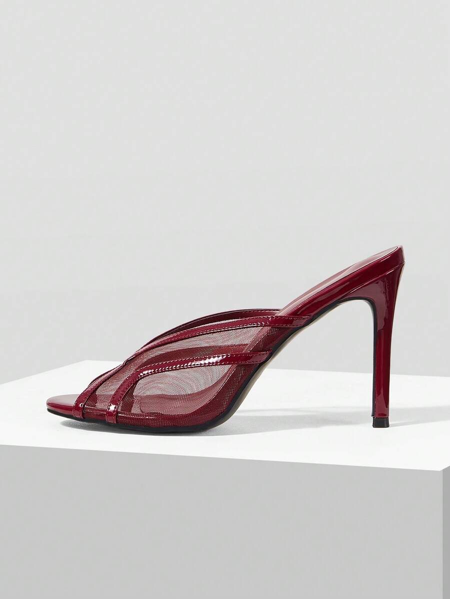 Mnmlis Women's Fashion Daily Wear Slip-On High Heel Sandals - Red - View 1