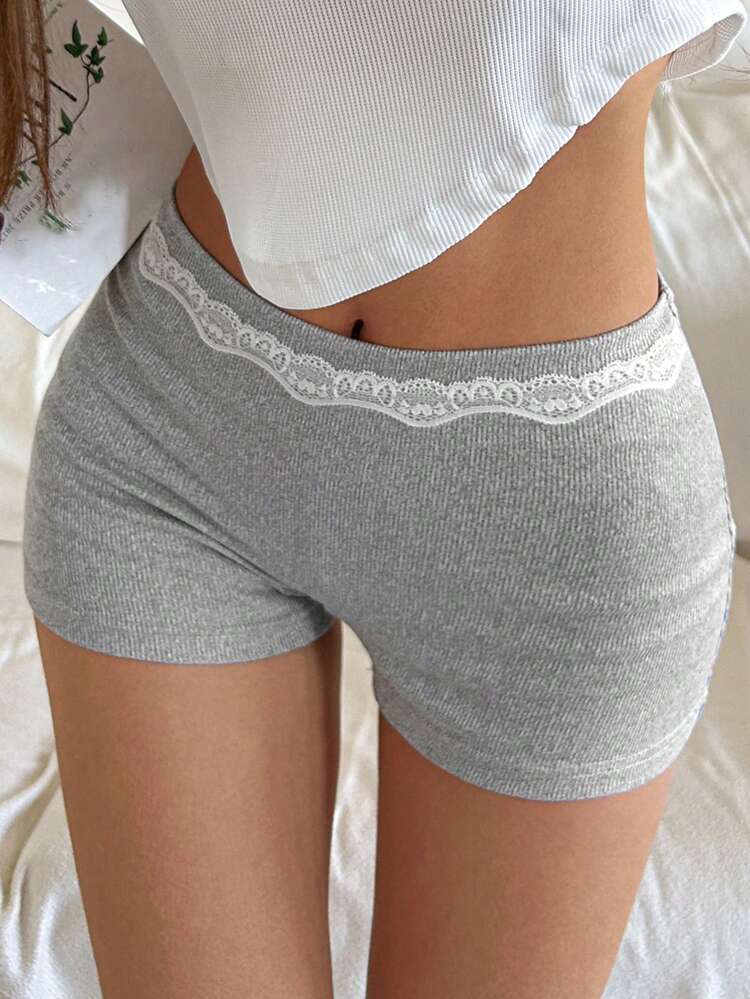 Contrast Color Lace Patchwork Women's Safety Shorts