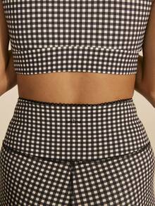 Aralina Women's Plaid Round Neck Cap Sleeve Top And Shorts Casual Sportswear Set - Brown - View 4