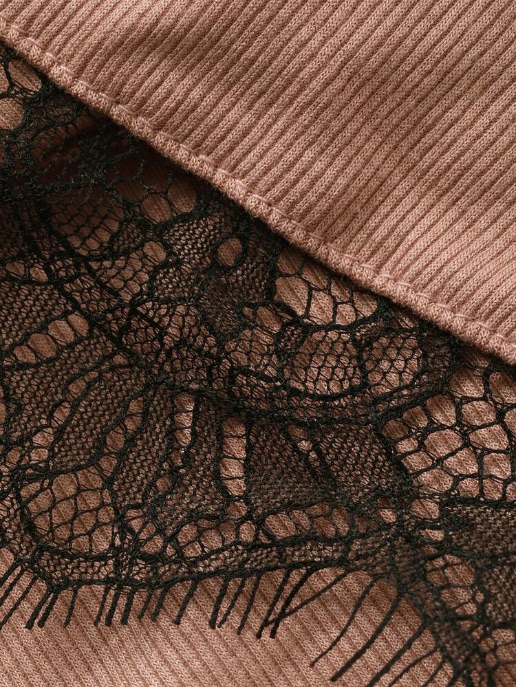 Summer Sexy Lace Patchwork Fitted Spaghetti Strap Short Nightgown For Women