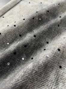 ROMWE MEN Grunge Punk Men's Casual Everyday Rhinestone Embellished Loose Fit Slant Pocket Jeans - White - View 4