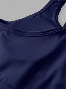 SHEIN Tween Girls' Casual Solid Color Knit Tank Top And Shorts Set, Spring/Summer Tween Two Piece Set Tweens Two Piece Set Tween Crop Top Set - Navy Blue - View 12