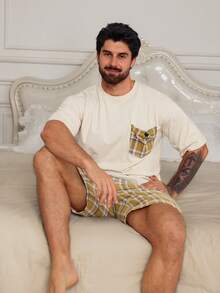 DAZY Conjunto de pijama de manga corta y pantalón corto a juego para hombre de verano - Multicolor - Ver 6