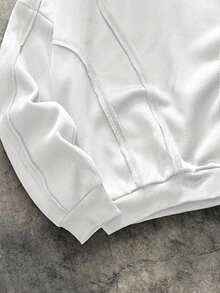 EASEVO 男士休闲拼接连帽卫衣 - 白色 - 查看 3