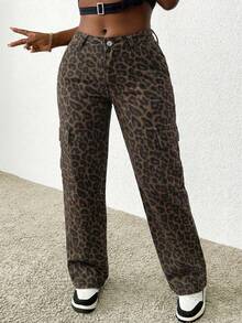 SHEIN PETITE Women's Camouflage Cargo Jeans - Multicolor - View 3