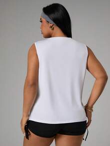 Rhythm Era Women's Sleeveless Loose Fit Letter Print Yoga Fitness Gym Workout Tank Top - White - View 2