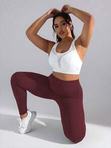 Rhythm Era Pocket Yoga Pants, Tummy Control, Butt Lifting, Suitable For Cycling And Activewear - Burgundy - View 5