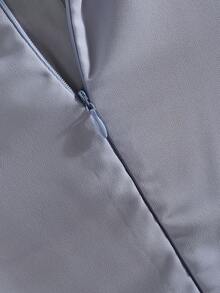 SHEIN 少女优雅简约时尚V领荷叶边无袖高腰中长纯色雪纺面料灰蓝色连衣裙，夏季少女毕业/婚礼礼服浅灰蓝色连衣裙荷叶边袖连衣裙褶皱长裙灰蓝色连衣裙女士中长连衣裙夏季连衣裙褶皱连衣裙女士春季连衣裙优雅女装 - 霧霾藍 - 查看 8