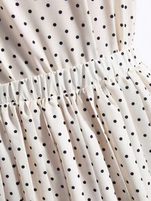 SHEIN Teen Girl Summer Casual Polka Dot Print Ruffle Trim Top And Pleated Mini Skirt Set - Khaki - View 5