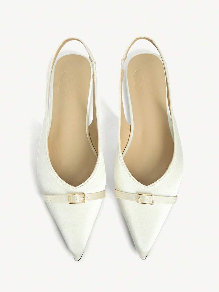 CUCCOO CHICEST Women's Fashion Pointed Toe Flat Backless Satin Butterfly Decor Comfortable Breathable Casual Commute Mary Jane Flat Shoes Wedding Shoes Spring Shoes Bride Shoes