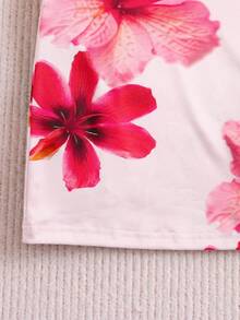 SHEIN 女婴夏季可爱碎花吊带修身连衣裙 - 粉色 - 查看 5