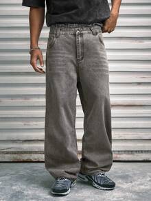 Modcrash 男士街头风宽松浅灰色牛仔裤 - 淺灰色 - 查看 4