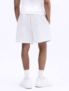 SUMWON Herren Regular Fit Grafik Shorts mit Kordelzug Taille Seitentaschen Sommer Lässig Bermuda Stil weiße Shorts - Grau - Übersicht 2
