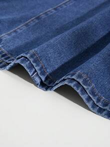 GlowEve Đầm denim nữ cổ chữ V không tay, cài cúc kim loại, thắt eo, thích hợp cho kỳ nghỉ hoặc đi làm. - Màu xanh lam - Xem 5