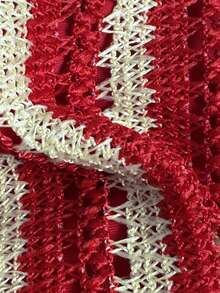 Swim Mod 女士两件式夏季沙滩泳装，镂空纹理针织面料，挂脖三角上衣，系带侧边泳裤，饰有串珠装饰 - 紅色 - 查看 5