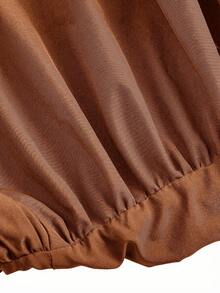 COSMINA 女士休闲日常通勤简约纯色弹力腰泡泡裙，夏季 - 駝色 - 查看 4