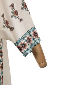 Balvessa 女士印花V领七分袖宽松长连衣裙，度假风 - 彩色 - 查看 6