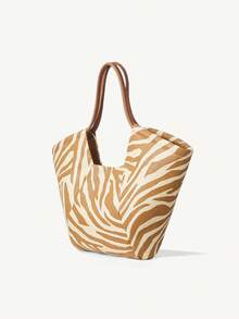 SHECARRY BOLSO DE TELA CON ESTAMPADO TOTAL PARA MUJER, ADECUADO PARA USO CASUAL Y DE VACACIONES - Multicolor - Ver 3