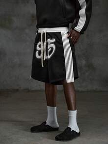 NEON BLANC Shorts Masculina com Cordão e Bordado em Fita Bicolor - Preto - Visão 2