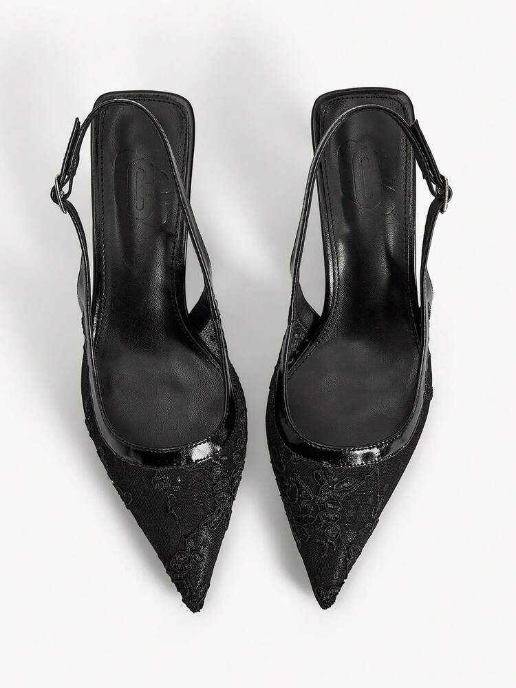 CUCCOO CHICEST Lace Floral Elegant Style Pointed High-Heeled Sandals, New Chinese Style, Suitable For Women Who Pursue , It Is Very Suitable For Daily Commuting, Dating Or Matching Cheongsam/Dress To Attend Light Banquets Wedding Shoes Summer Shoes Bride Shoes