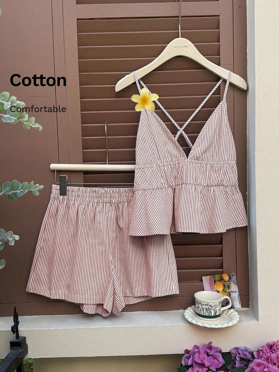 Comfortcana Bộ đồ nữ dệt màu xanh dương, kiểu dáng thường ngày. - Cà phê nâu - Xem 1