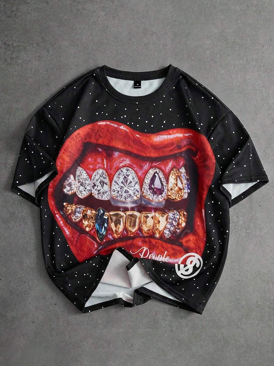 Manfinity Roghcode Men's Black Summer Streetwear City Break Loose Fit T ...