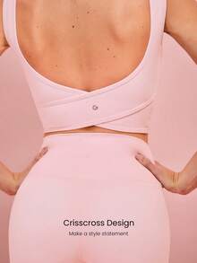 GLOWMODE Áo tank top FeatherFit™ U Back Cutout Active Crossover hỗ trợ nhẹ, thích hợp cho yoga, mặc hàng ngày vào mùa thu đông. - Hồng - Xem 3